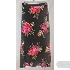 Plus Size Black Floral Maxi Skirt 3X
